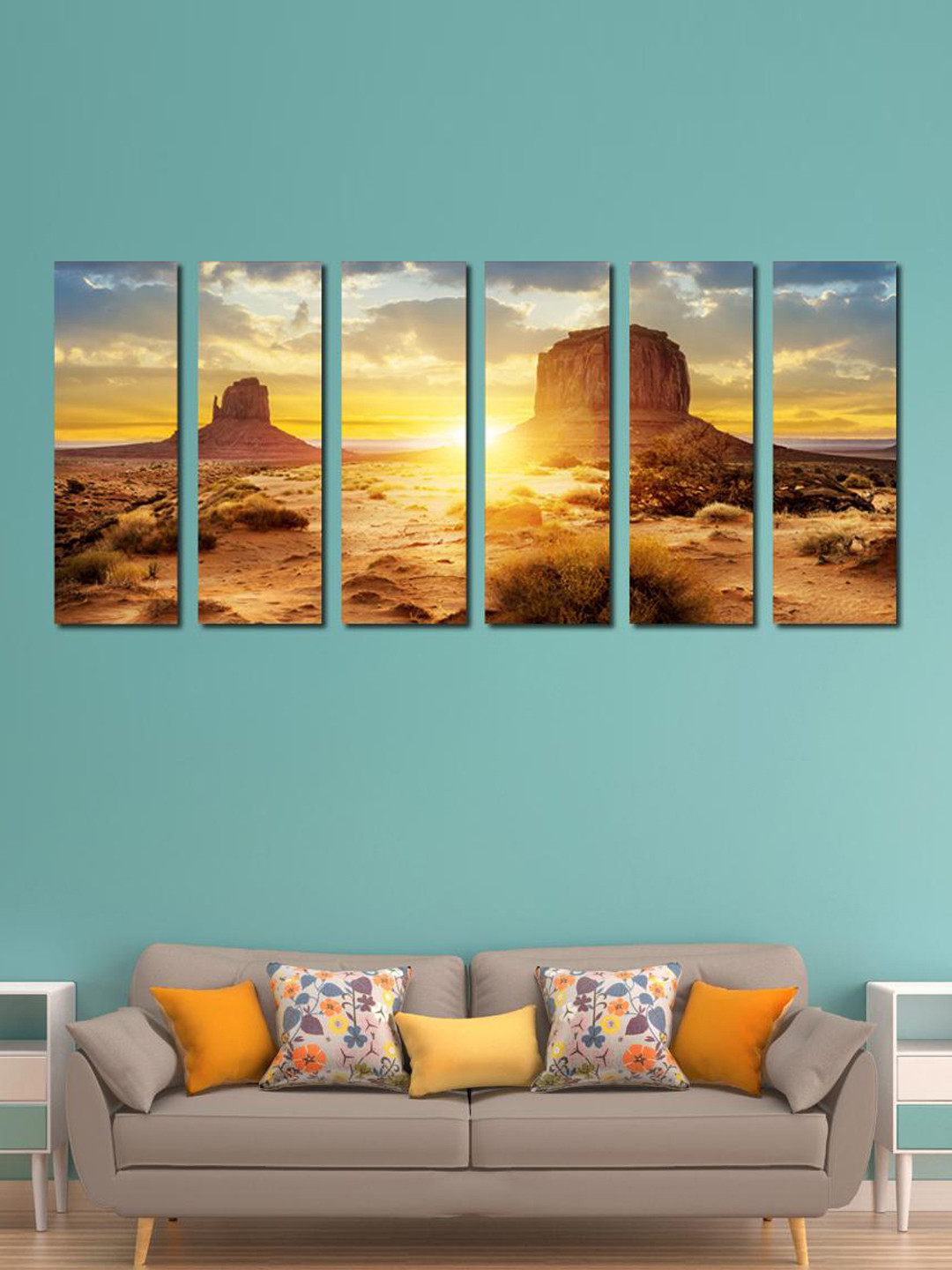 999Store Brown & Yellow Set of 6 Sunset Wall Art