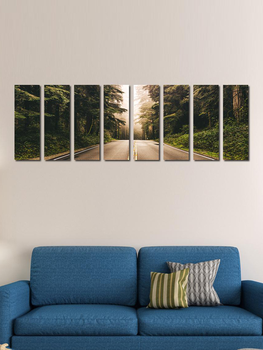 999Store Foggy Highway Art MDF 8 Piece Wall Rectangle Paintings Wall Art -30 x 10.23 In