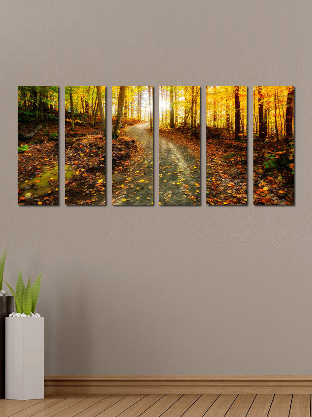 999Store Green & Yellow Set of 6 Forest Landscape Wall Art