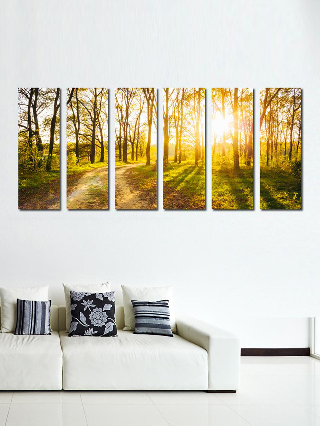 999Store Green & Yellow Sunny Forest Trees Wall Art