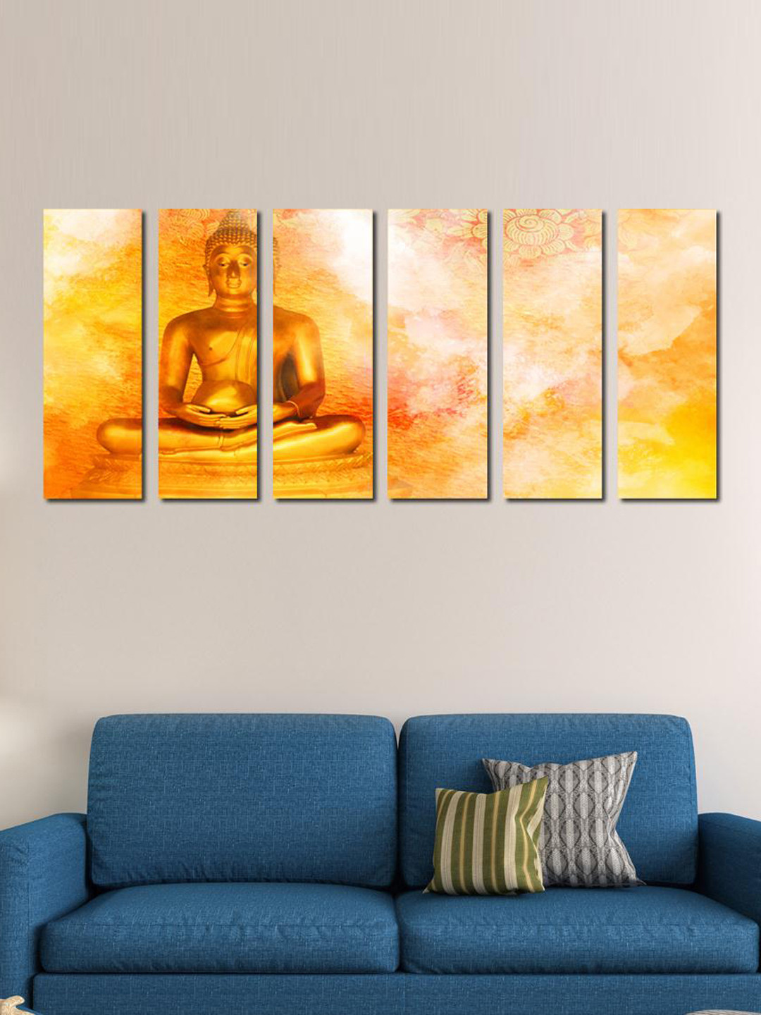 999Store Gold-Toned Set of 6 Buddha Statue Wall Art
