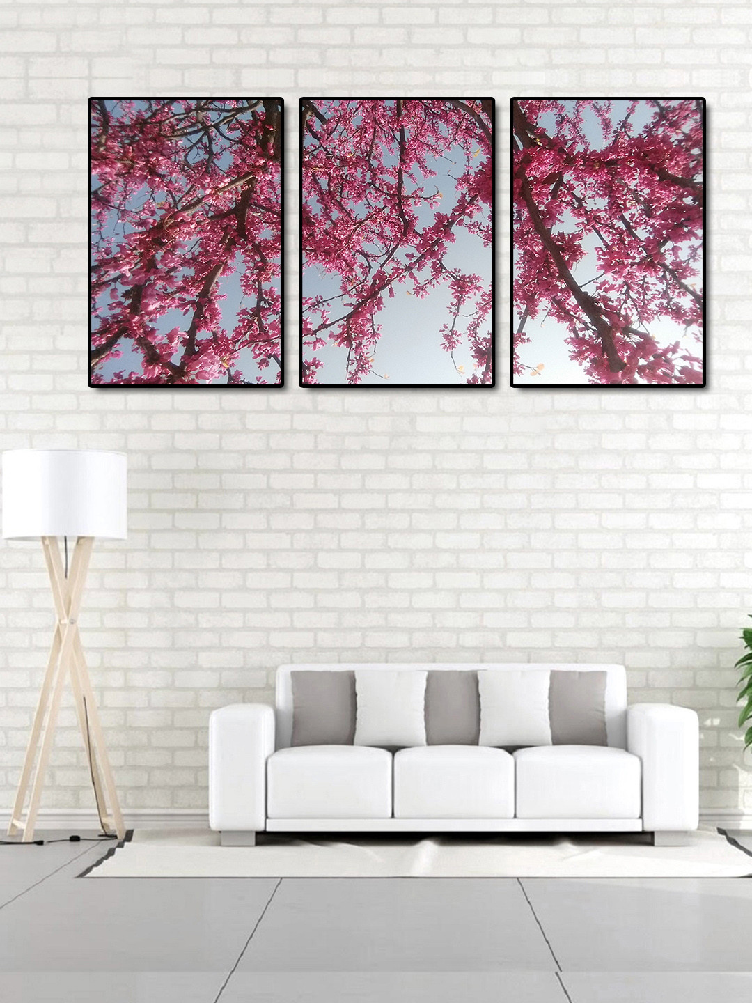 999Store Pink & Brown 3-Panel Leaves Wall Art