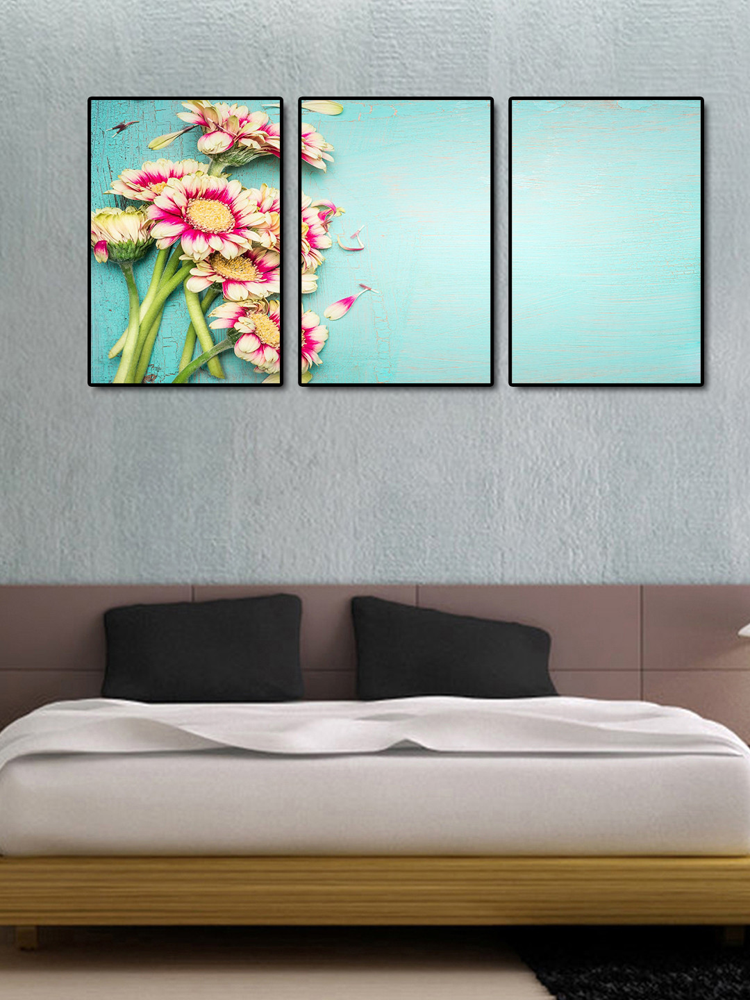 999Store Multicoloured 3-Panel Flowers Wall Art