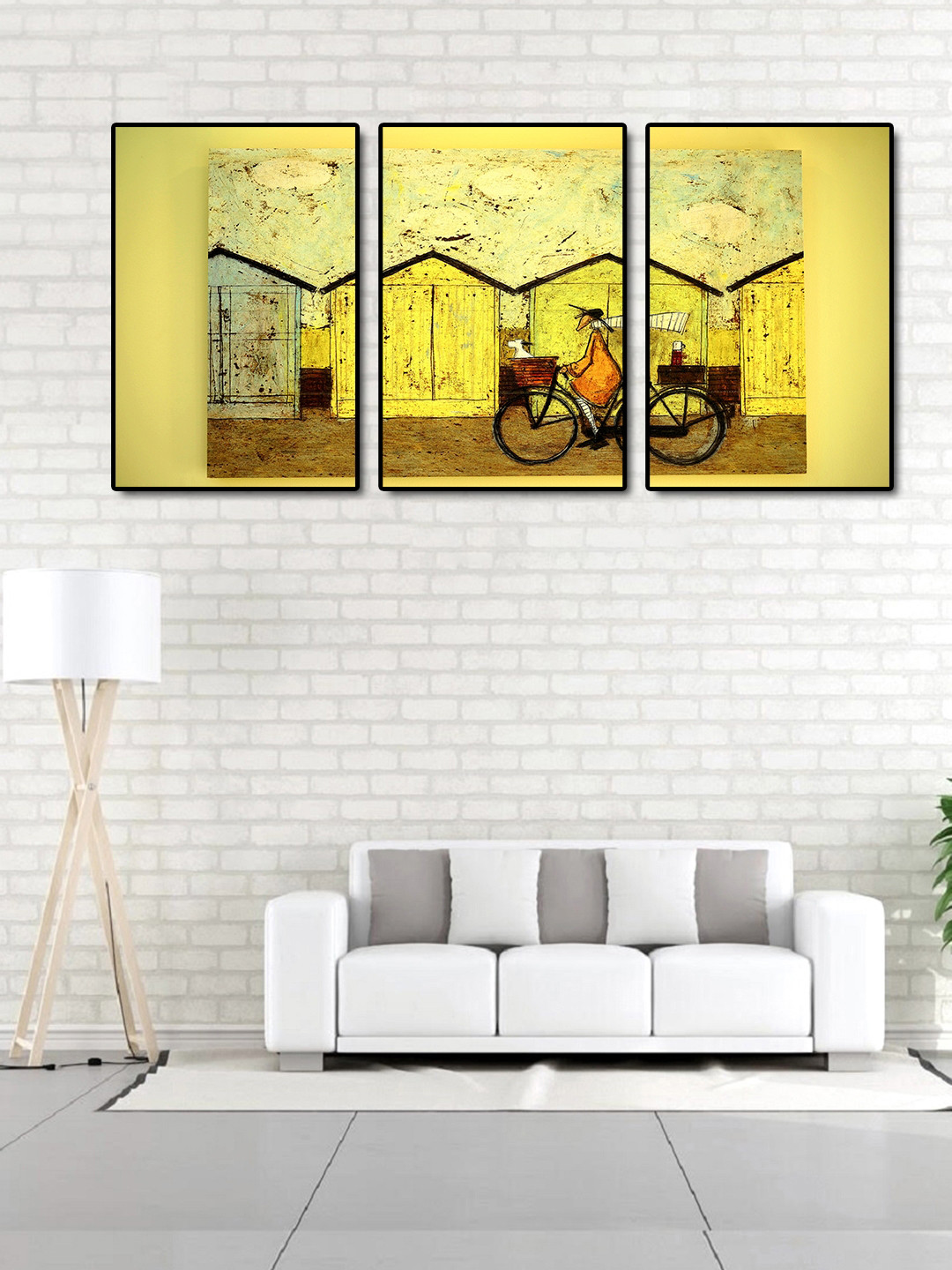 999Store Bicyle Synthetic Wood 3 Piece Wall Rectangle Paintings Wall Art 23.6 x 15.7In