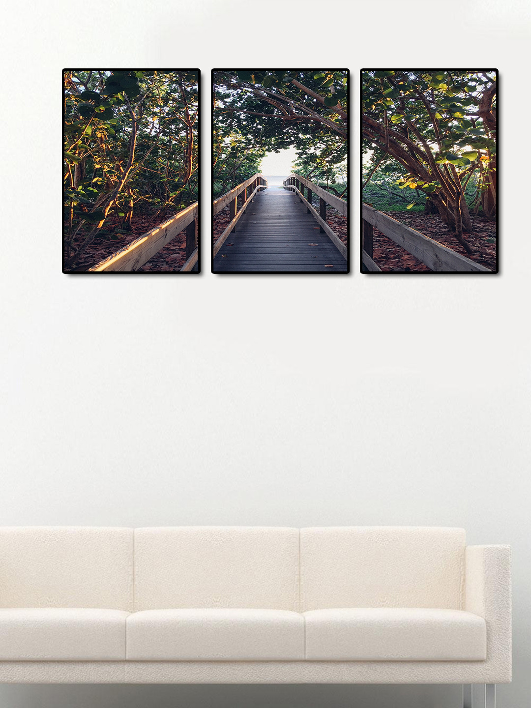 999Store Set of 3 Brown & Green Nature Bridge Wall Art