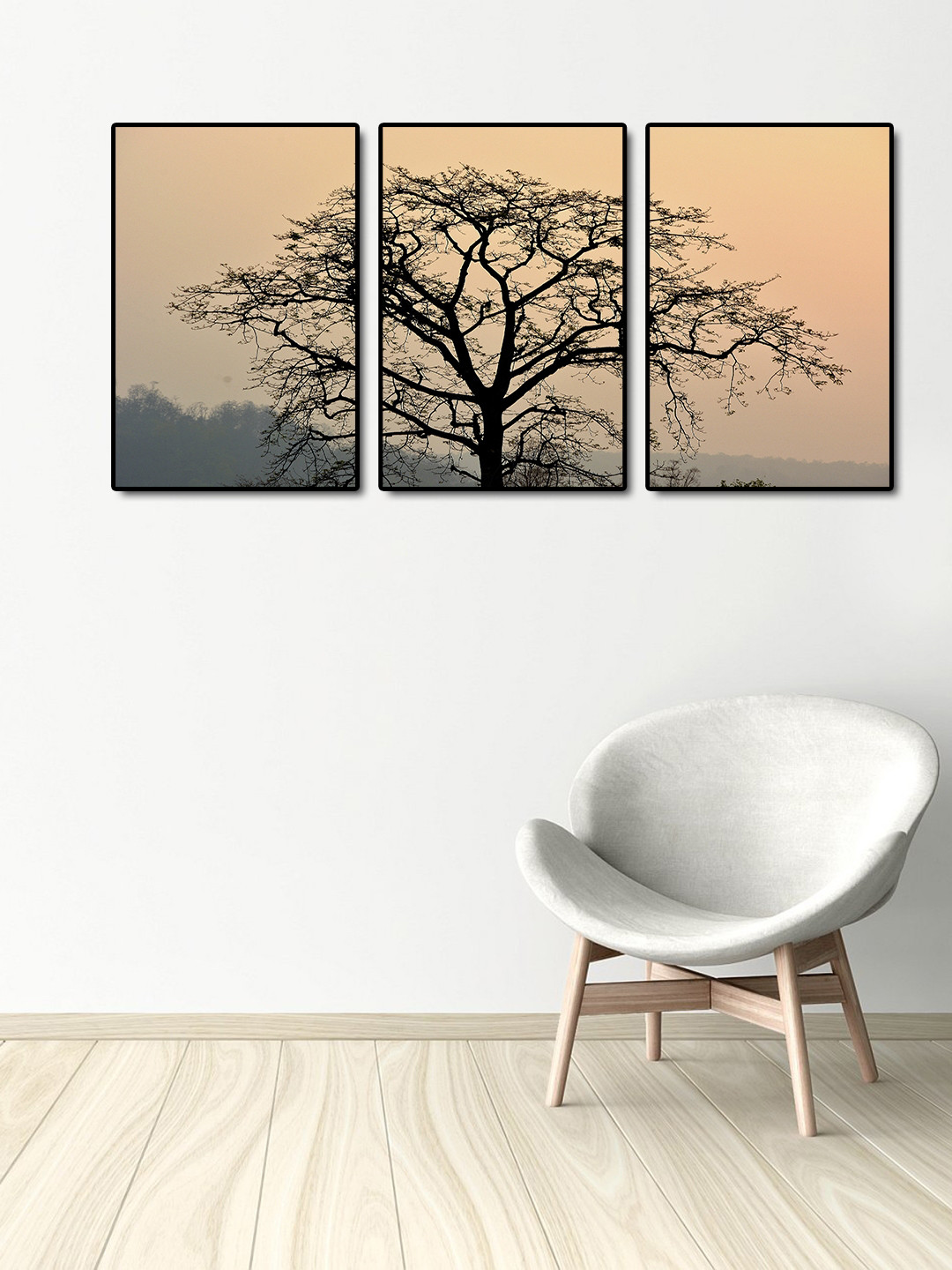 999Store Set of 3 Brown & Black Trees Wall Art