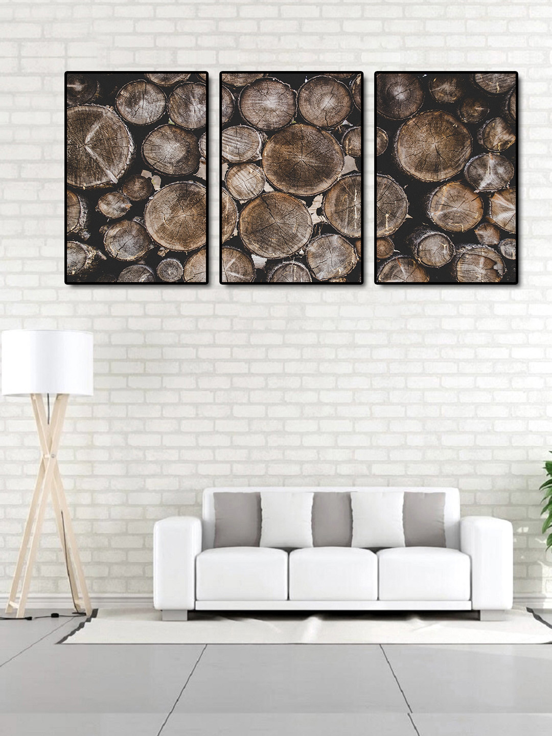 999Store Set of 3 Brown Wooden Logs Wall Art