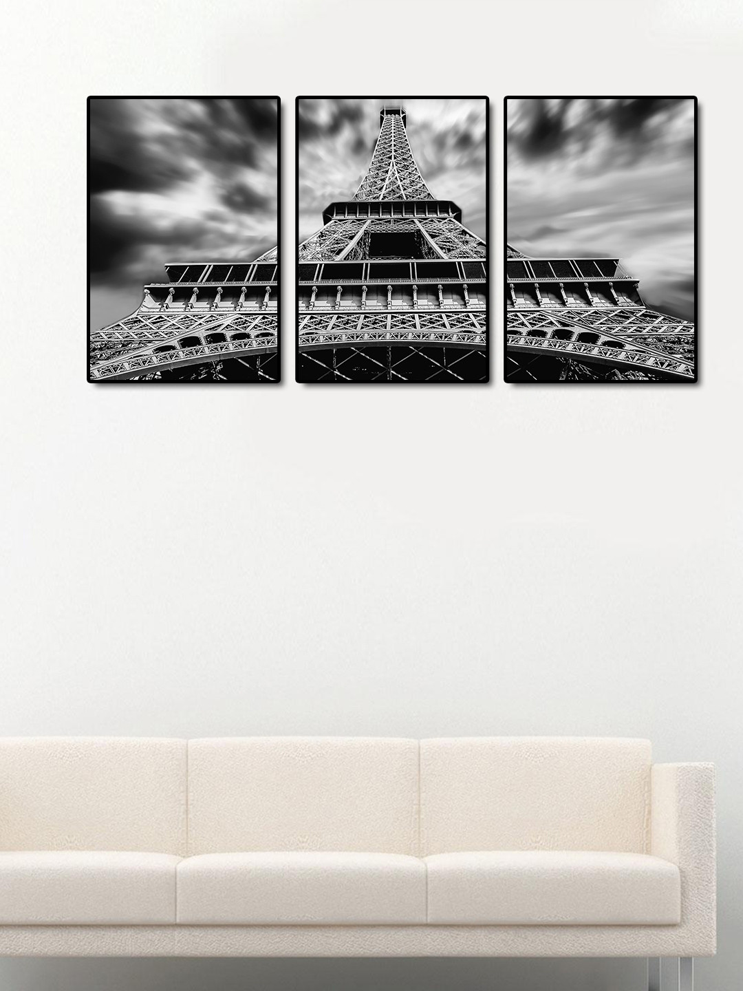 999Store Grey & Black 3-Panel Eiffel Tower Wall Art