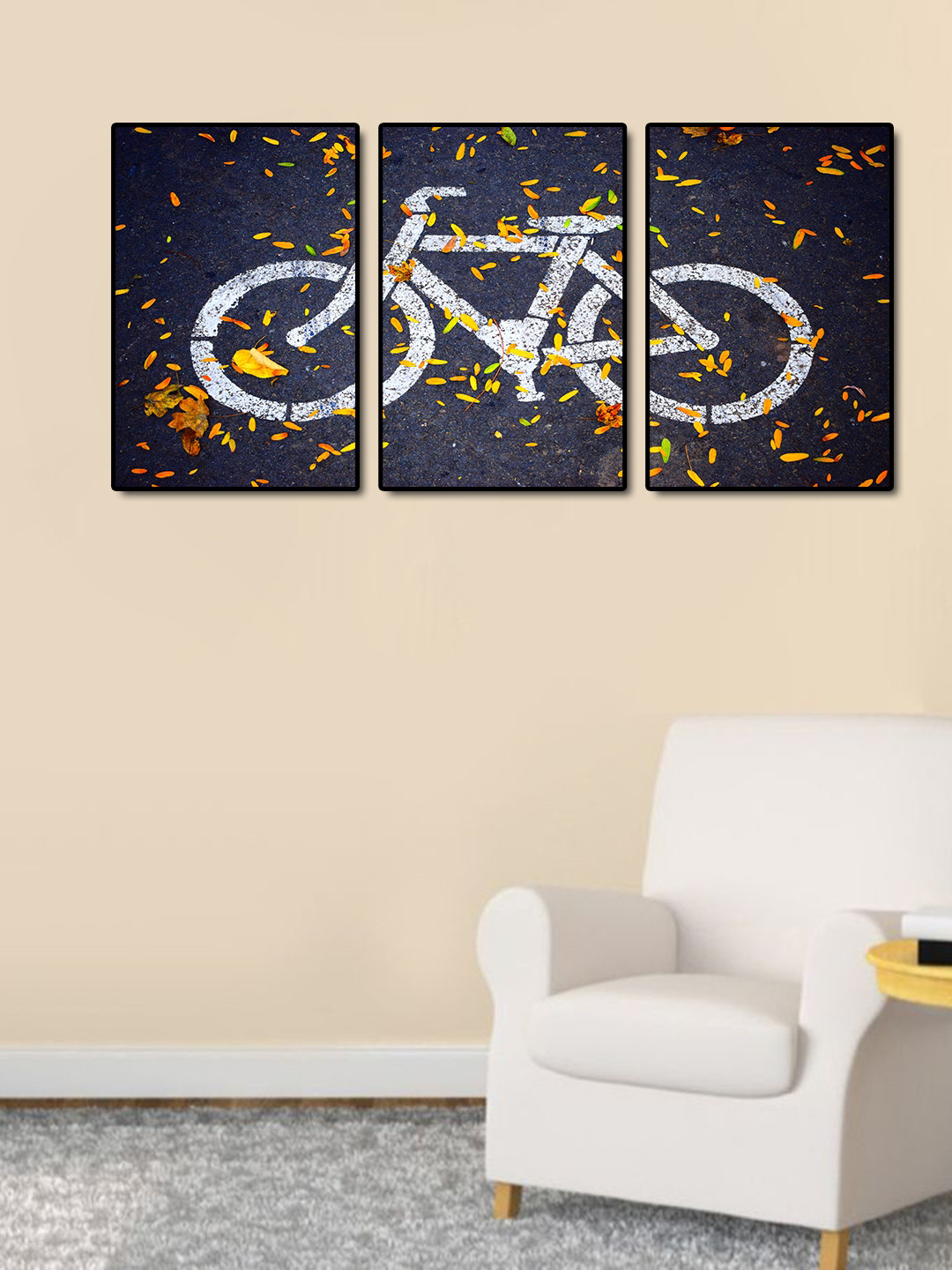 999Store Multicoloured 3-Panel Rustic Cycle Wall Art
