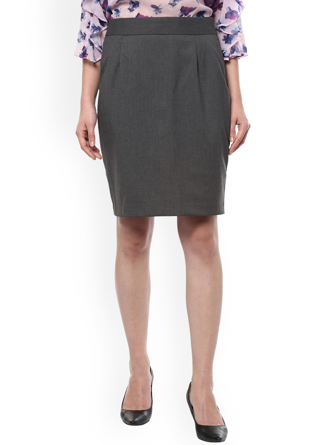 Allen Solly Women Grey Pencil Skirt