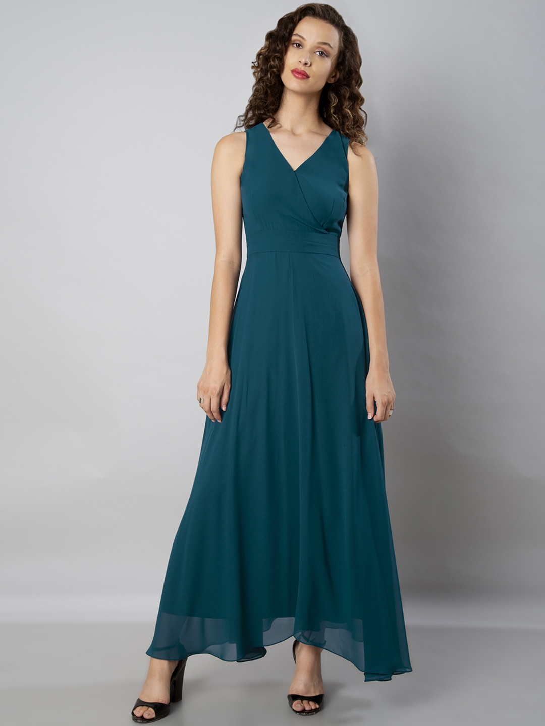 Buy FabAlley Women Teal Solid Maxi Dress Dresses for Women