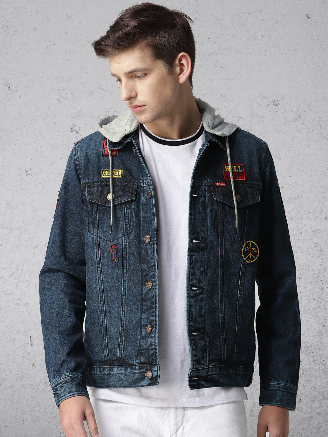 ecko unltd men blue solid denim jacket