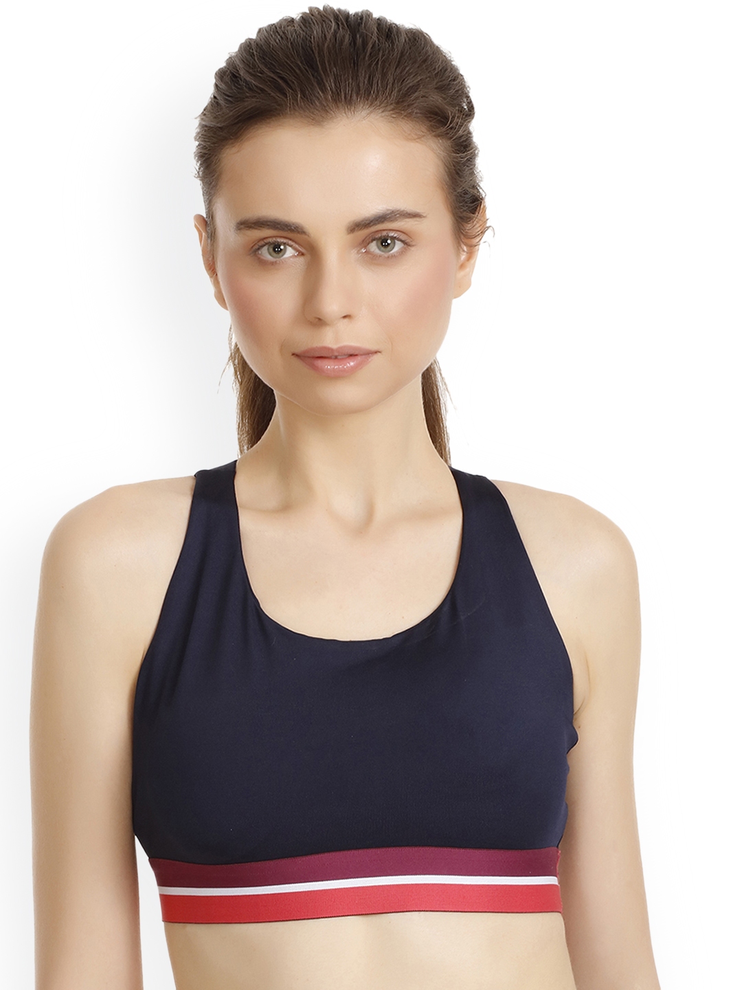 Buy Zivame Blue Solid Non Wired Non Padded Sports Bra - Bra for
