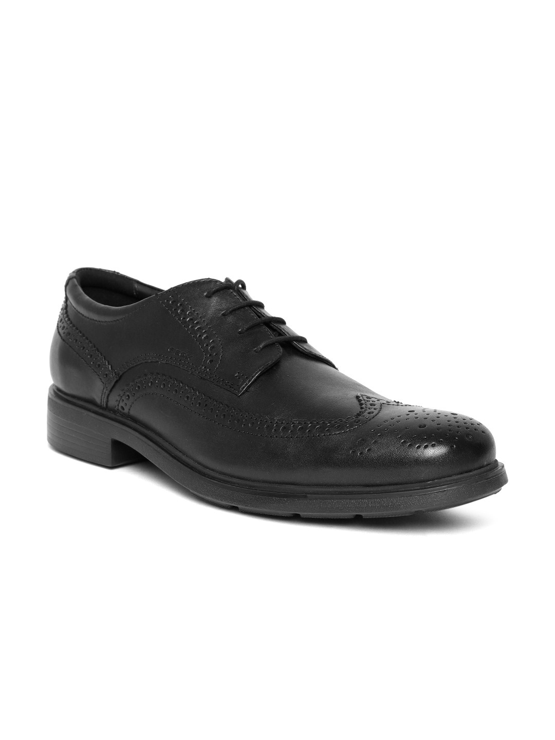 Geox Men Black Leather Formal Brogues