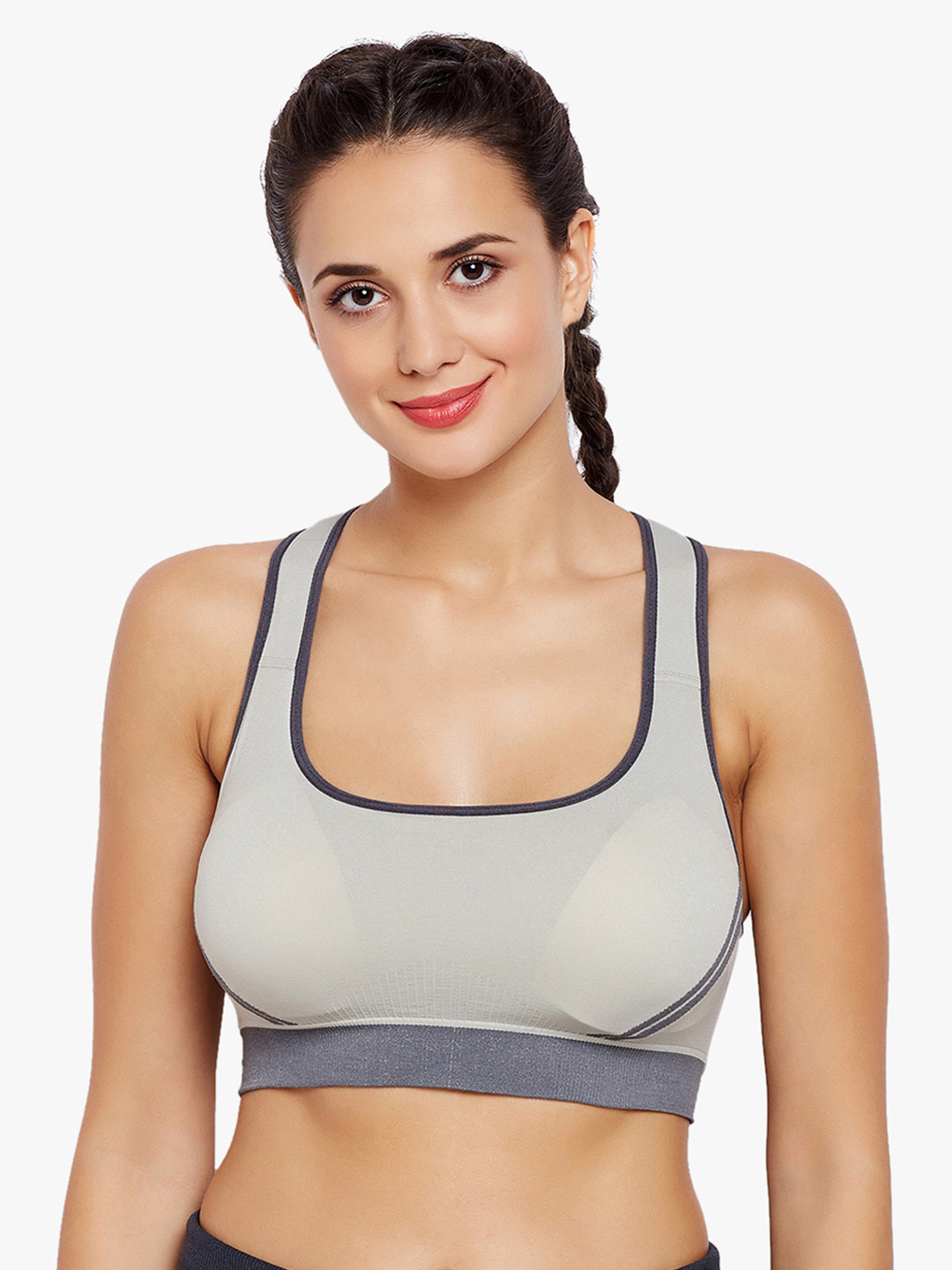 Lebami Grey Solid Non-Wired Lightly Padded Bralette Bra 3601-Grey_34