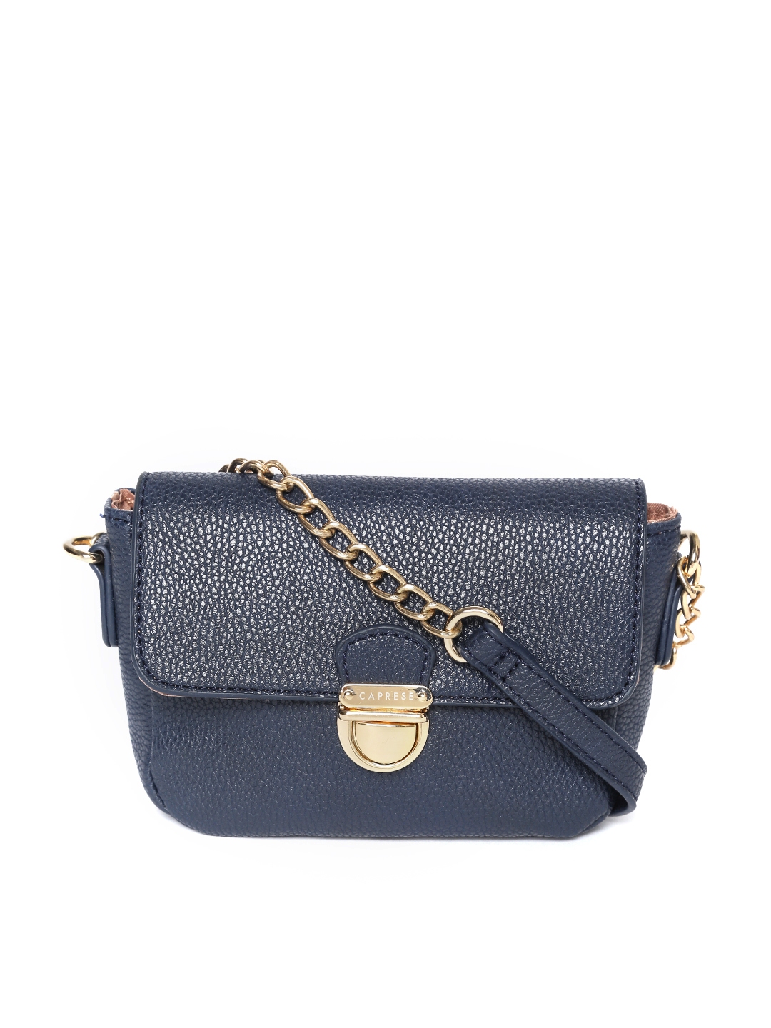 NUFA Blue Solid Small Shoulder Handbag