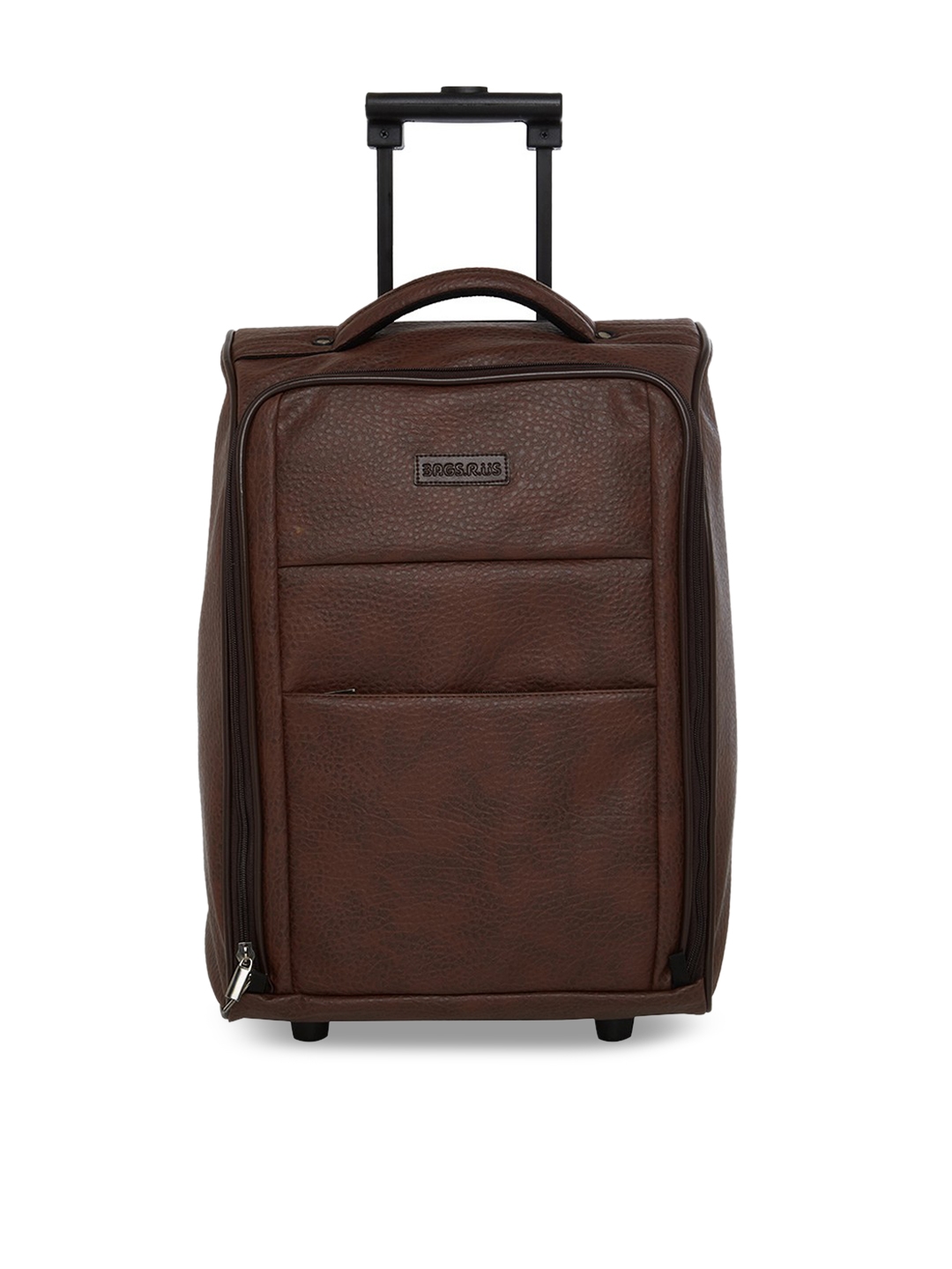 For 1190/-(72% Off) Brown Faux Leather Overnight Travel Cabin Trolley Bag at Myntra