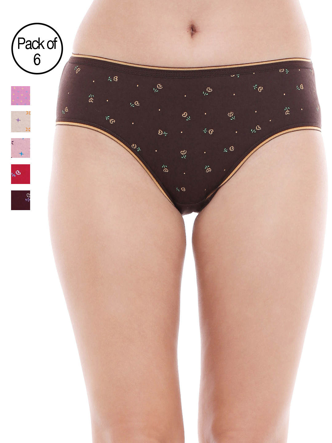 Bodycare Women Pack of 6 Assorted Hipster Briefs E300400D