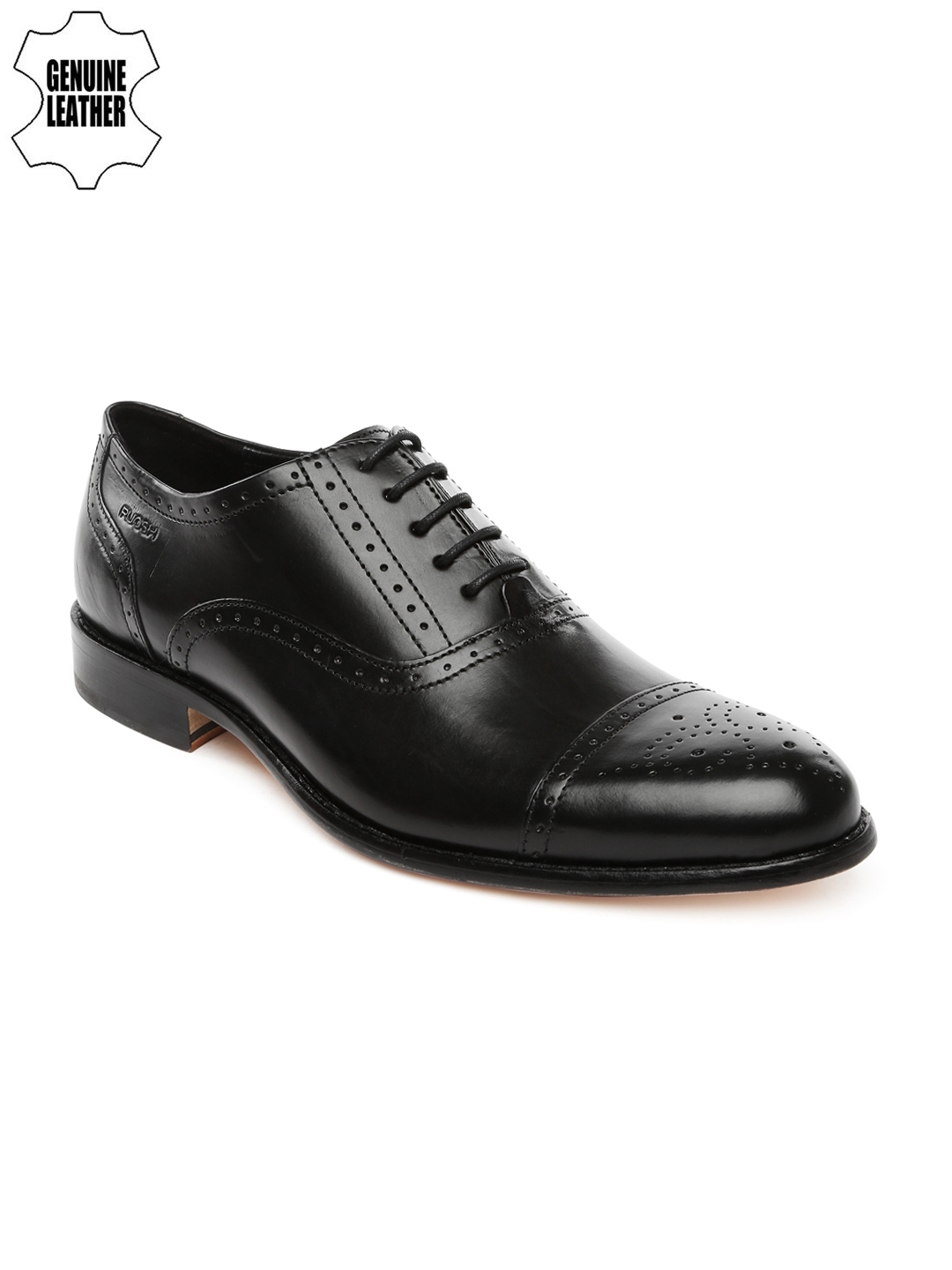 Ruosh Work Men Black Leather Classic Oxford Shoes