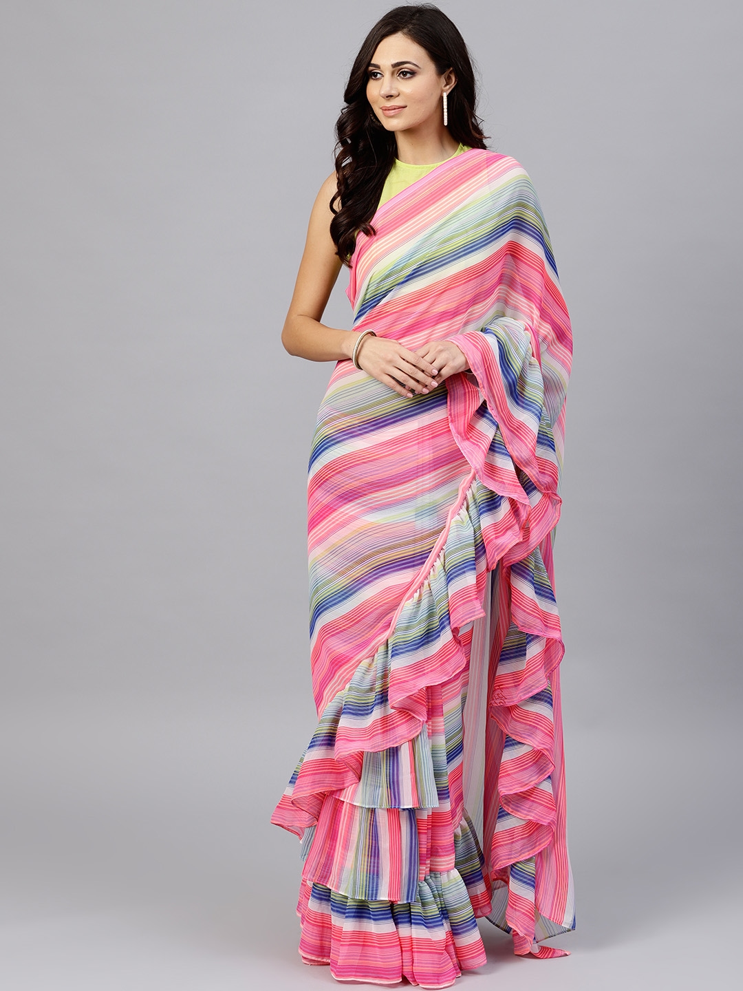frill saree designs