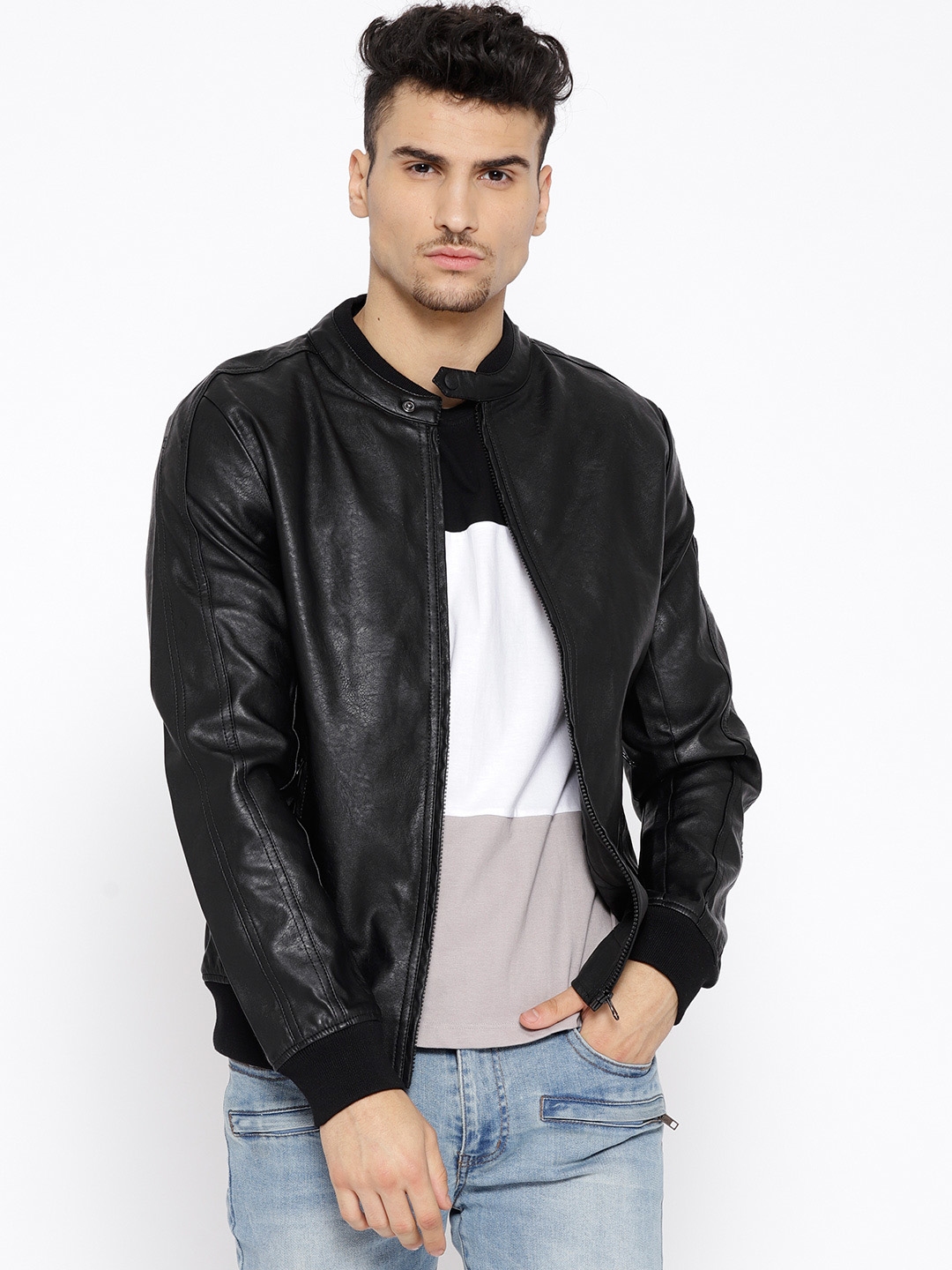 mens black polo jacket