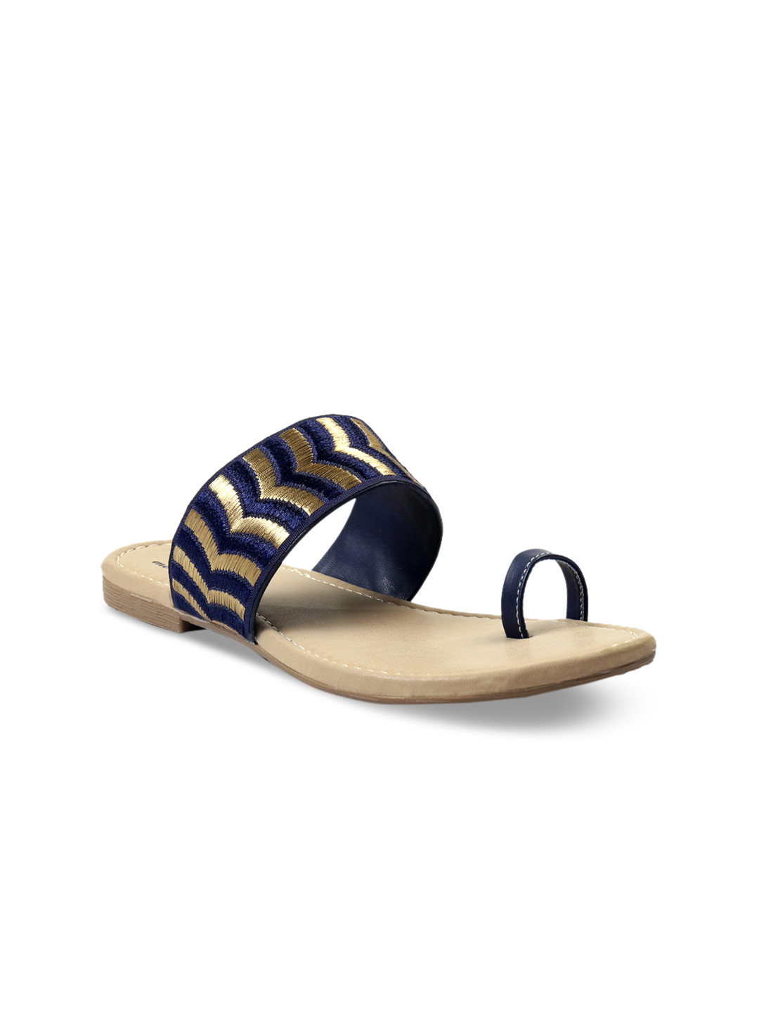 meriggiare Women Blue Woven Design Synthetic One Toe Flats