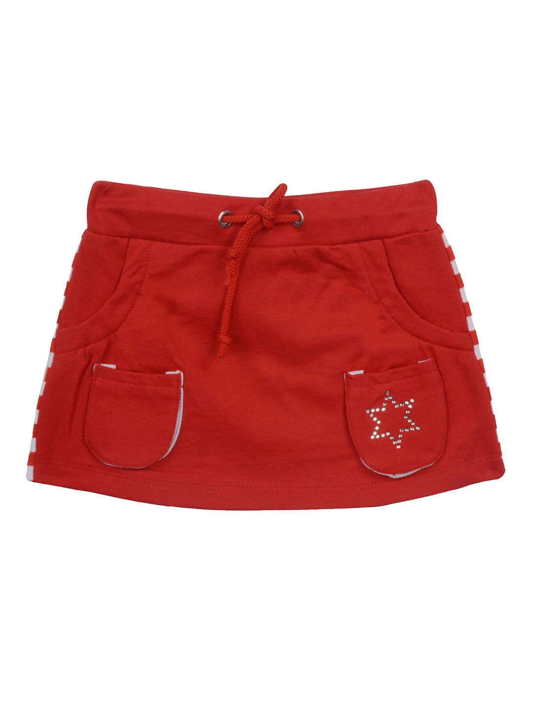 red solid a-line skirt