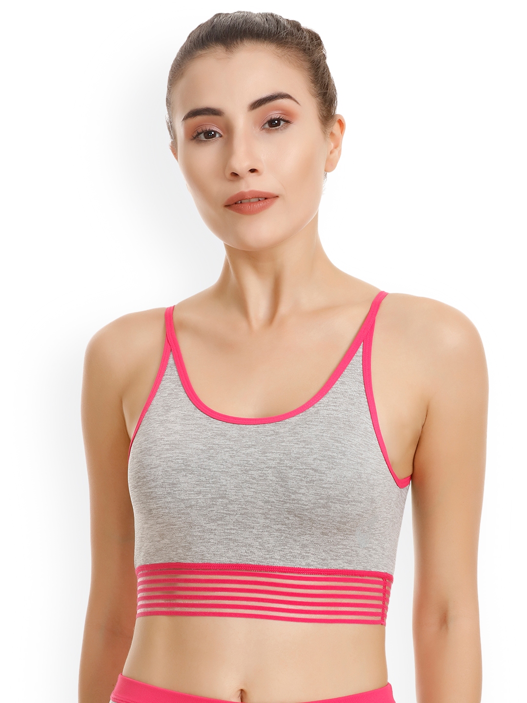 Buy Zelocity By Zivame Pink Solid Non Wired Non Padded Sports Bra