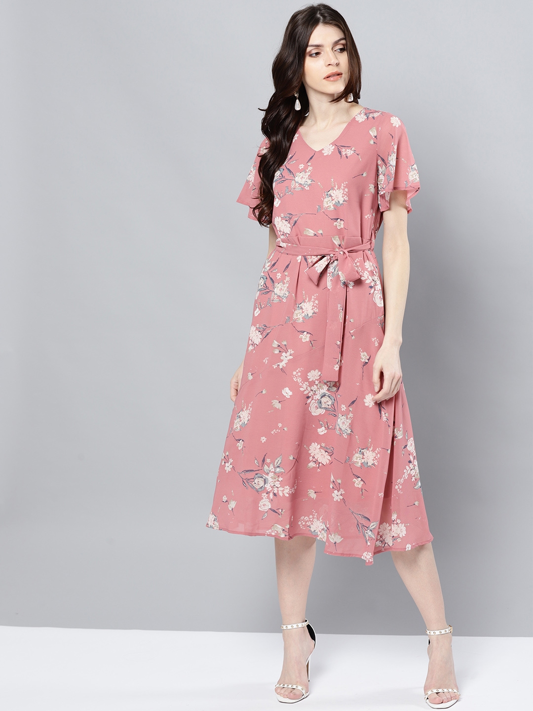 Harpa Pink Georgette Maxi Dress