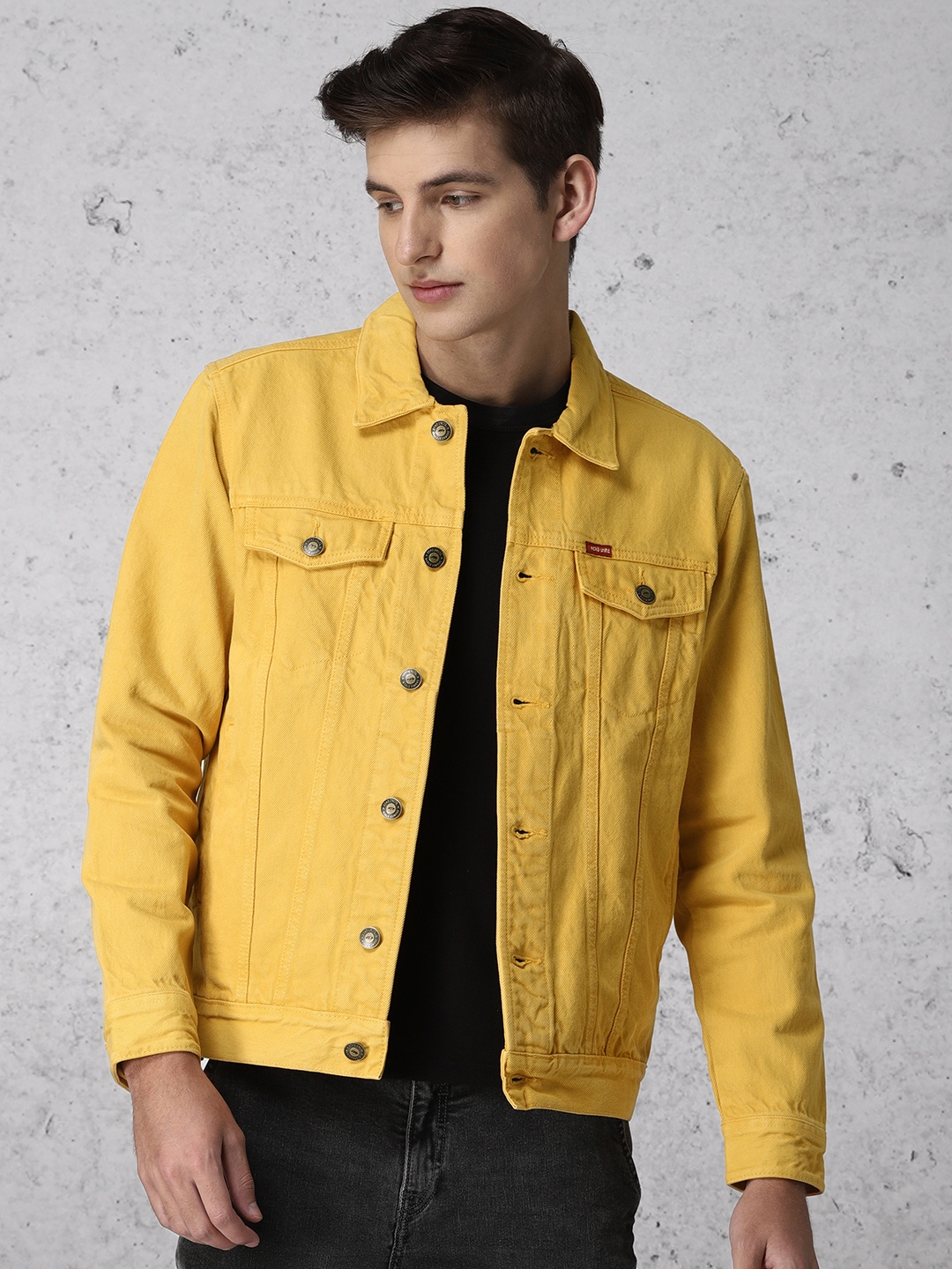 Buy Ecko Unltd Men Mustard Yellow Solid Denim Jacket  Jackets for Men  7579062  Myntra