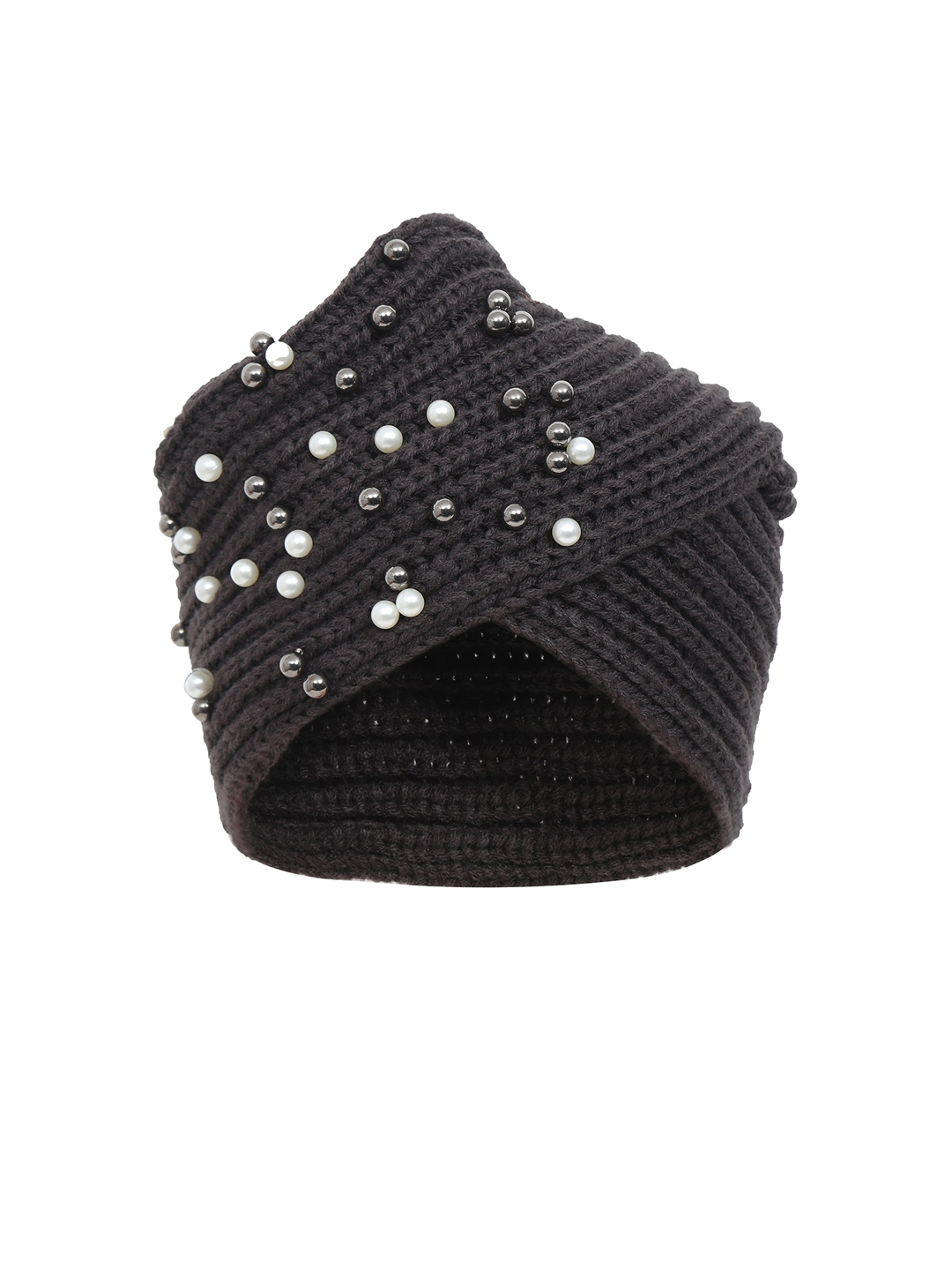 FabSeasons Women Charcoal Grey Embellished Skull Cap