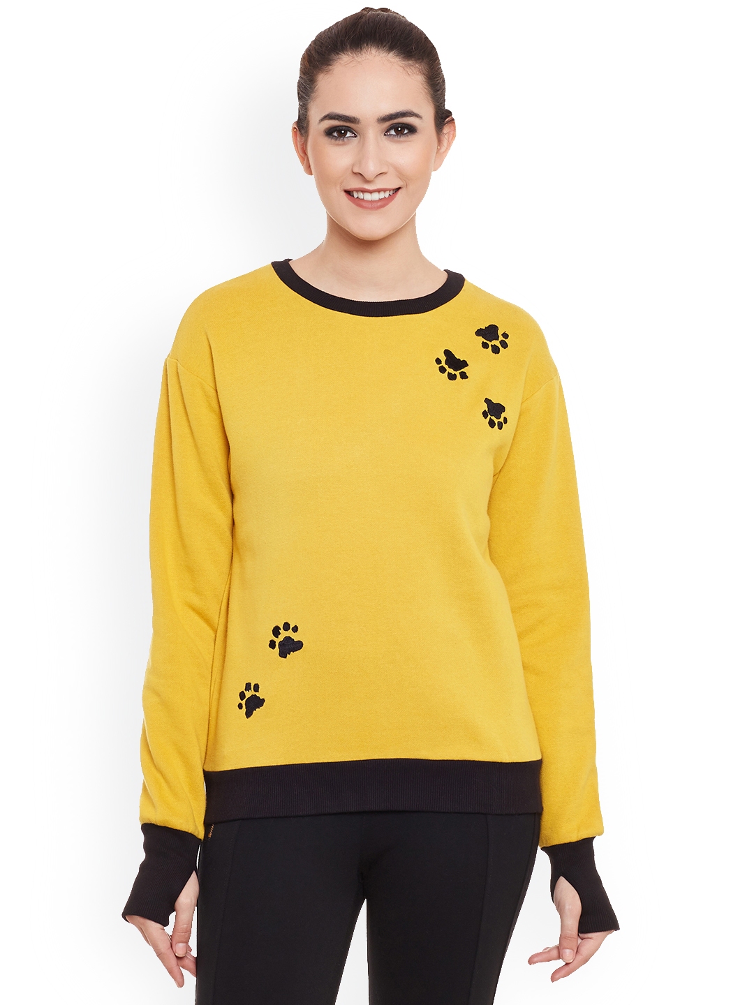 RSVP Cross Women Yellow Self Designed Sweatshirt