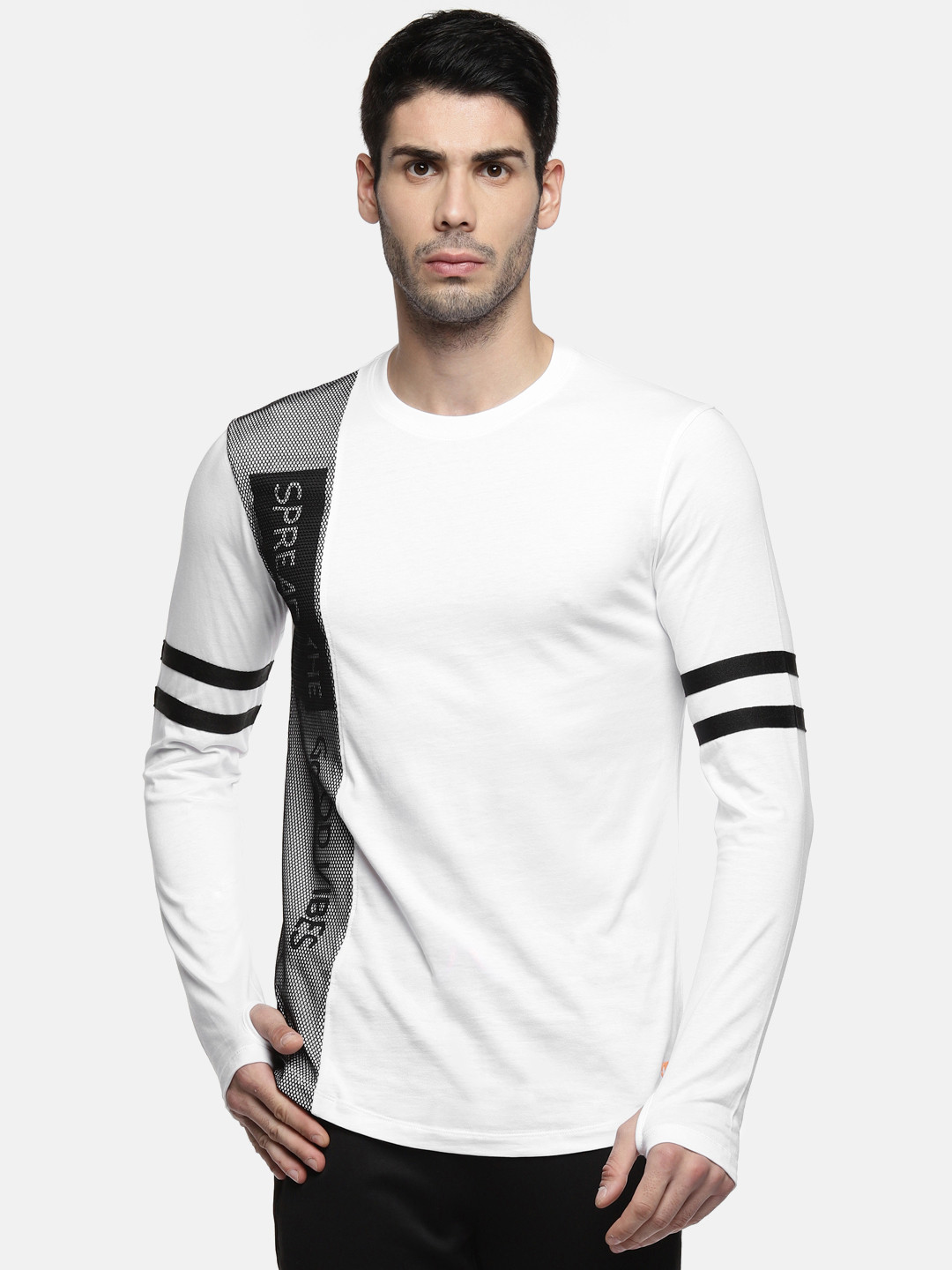 Pantaloons Men White Printed Round Neck 