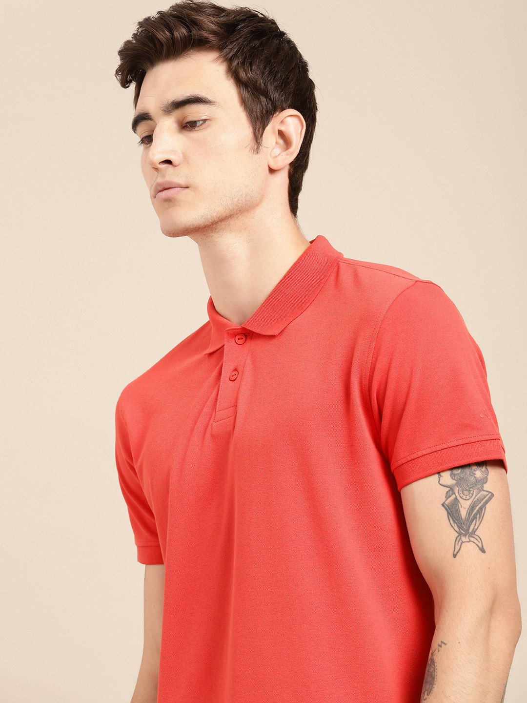 ether Men Orange Non-Fading Hi-IQ Polo T-shirt