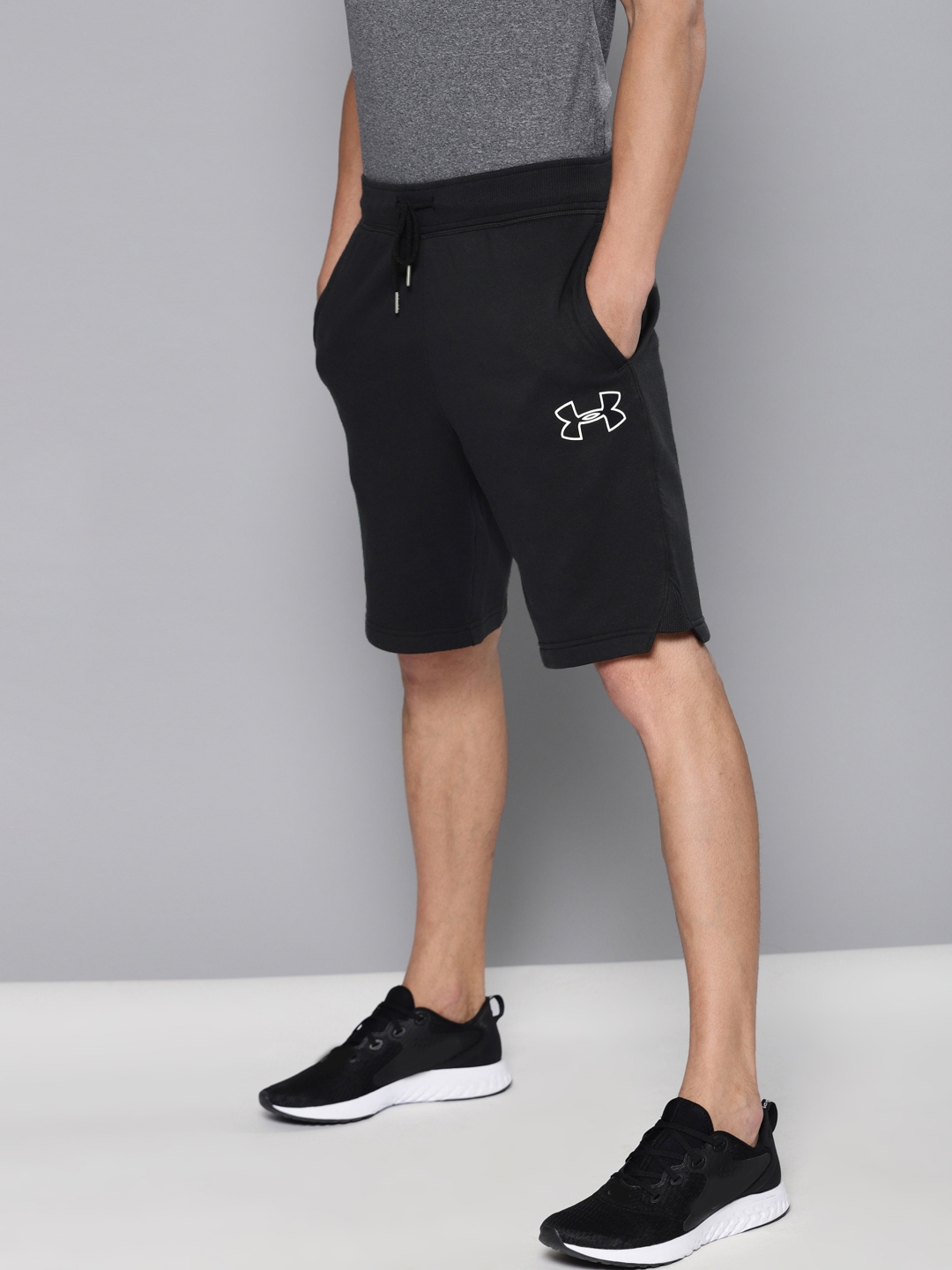 Buy UNDER ARMOUR Men Black Solid Baseline Fleece Shorts Shorts