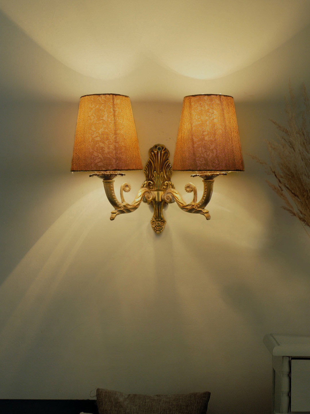 Fos Lighting Gold-Toned & White Double Wall Armed Sconce
