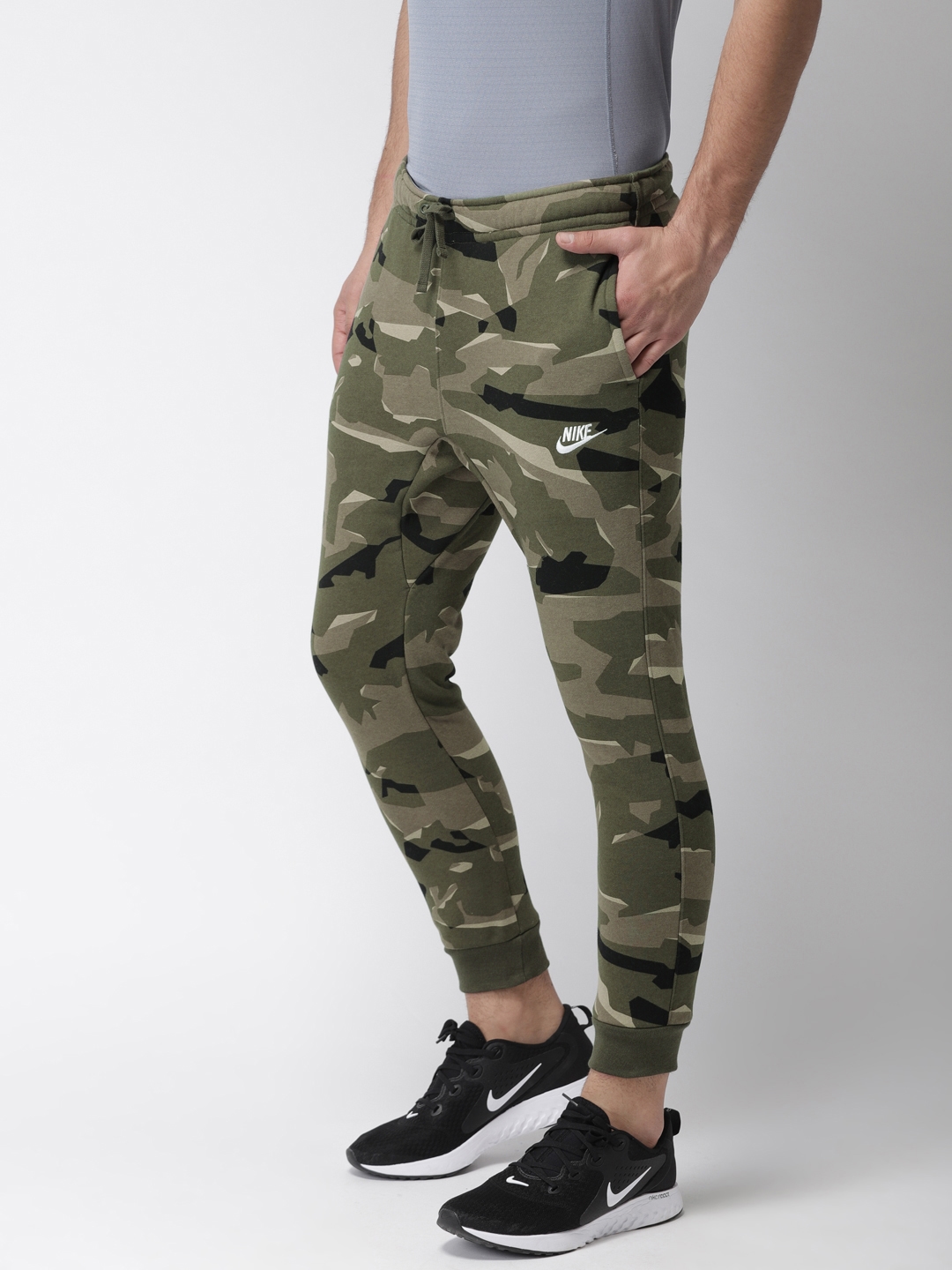 Buy Nike Men Olive Green Camouflage Print NSW CLUB CAMO Joggers - Track Pants Men Myntra