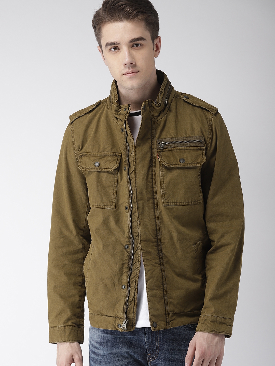 Buy Levis Men Khaki Solid Tailored Jacket - Jackets for Men 7620218 | Myntra