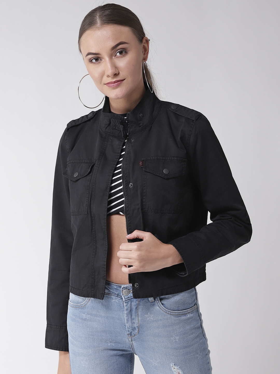 womens black levi jean jacket