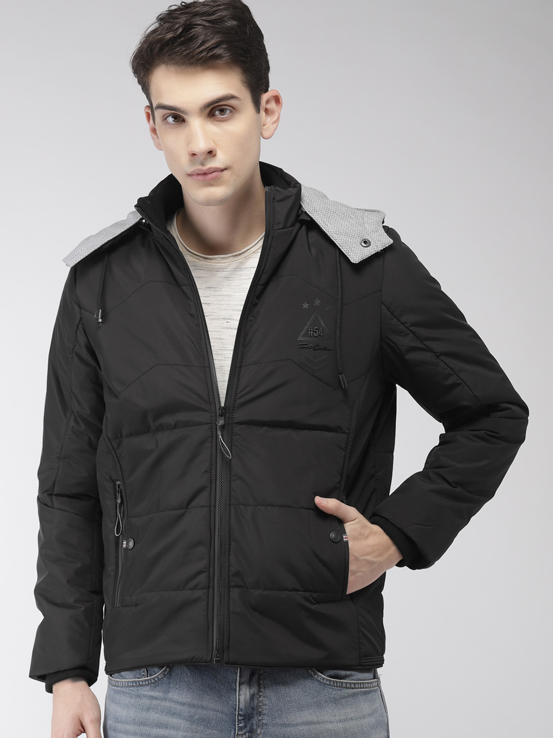 Fort collins men black solid padded jacket clearance