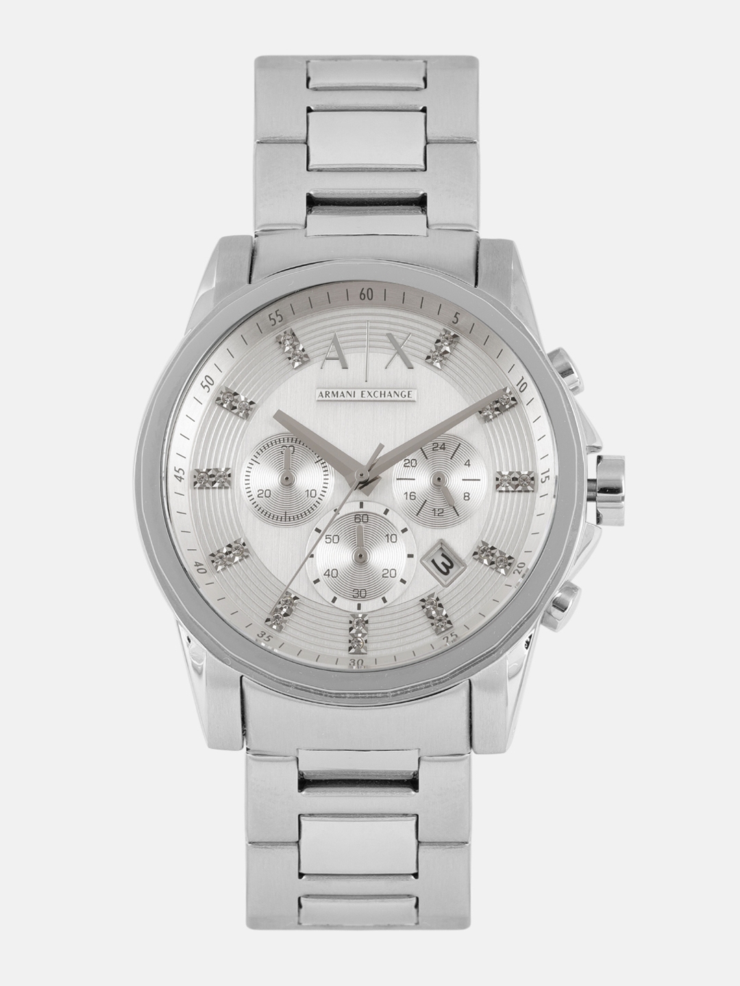 Buy Armani Exchange Men Silver Toned Factory Serviced Analogue