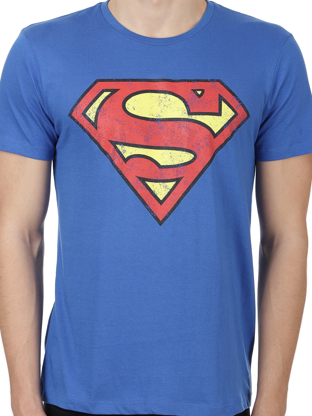 Free Authority Men Blue Superman Printed Round Neck T Shirt Image