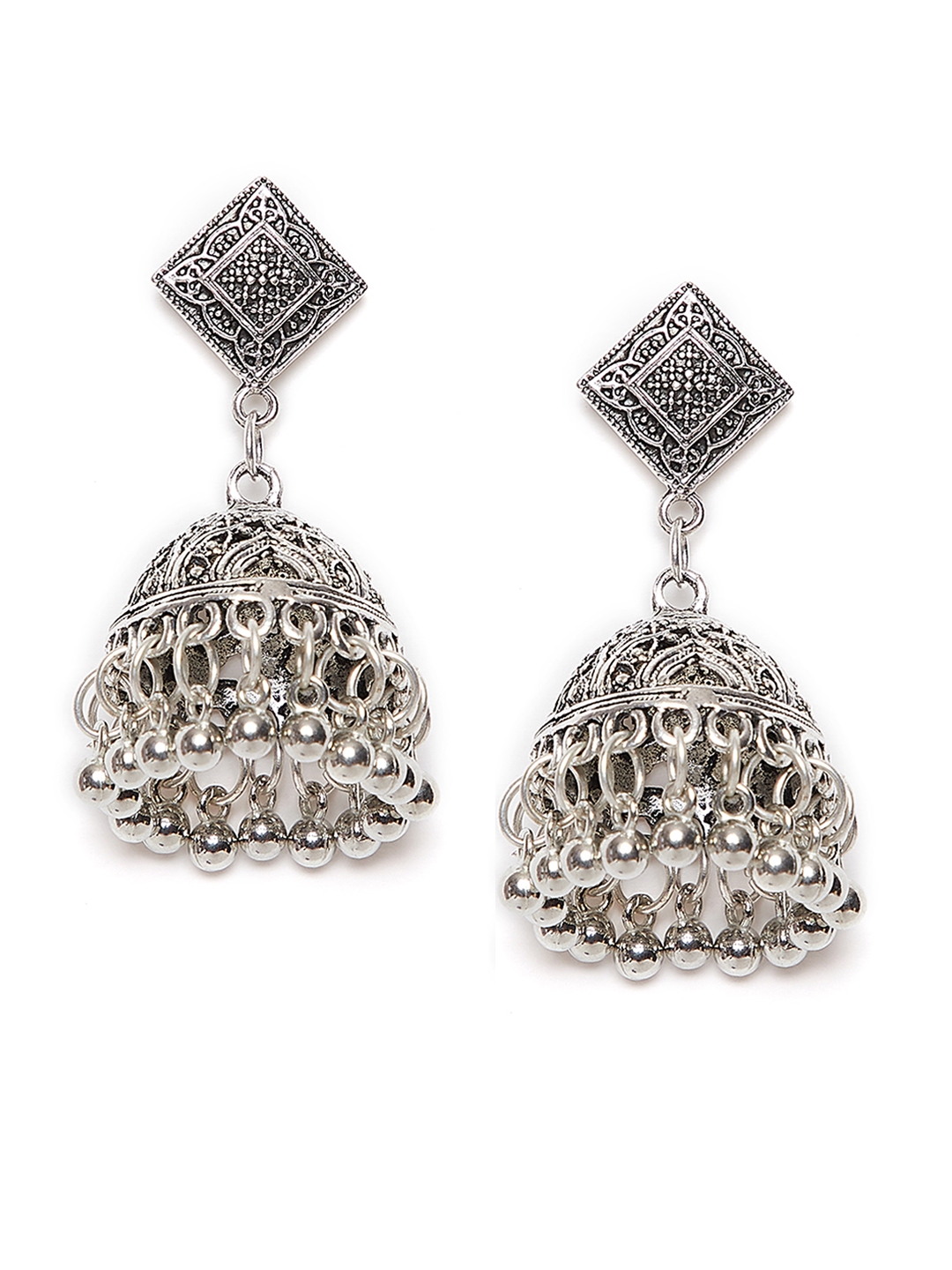 Jwellmart Indian Jewelry Wedding Bollywood Oxidized Silver Lord Shiva Trishul Jhumka Jhumki Jewelry Cute Earrings For Women and Girls
