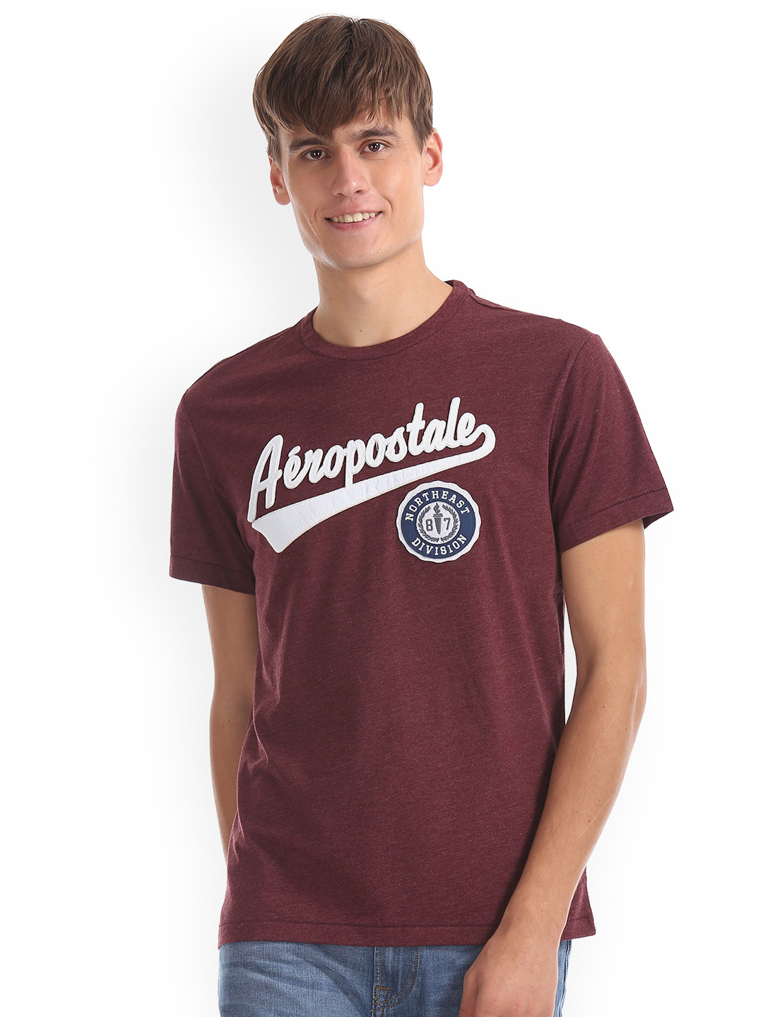 Buy Aeropostale Men Burgundy Printed 