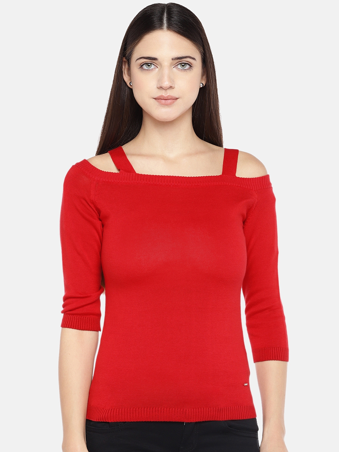 red sweater off shoulder