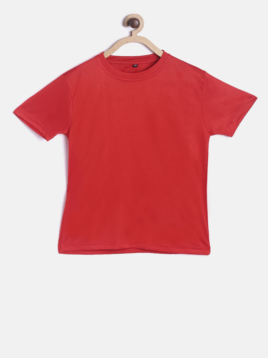 TINY HUG Boys Red Solid Round Neck T-shirt