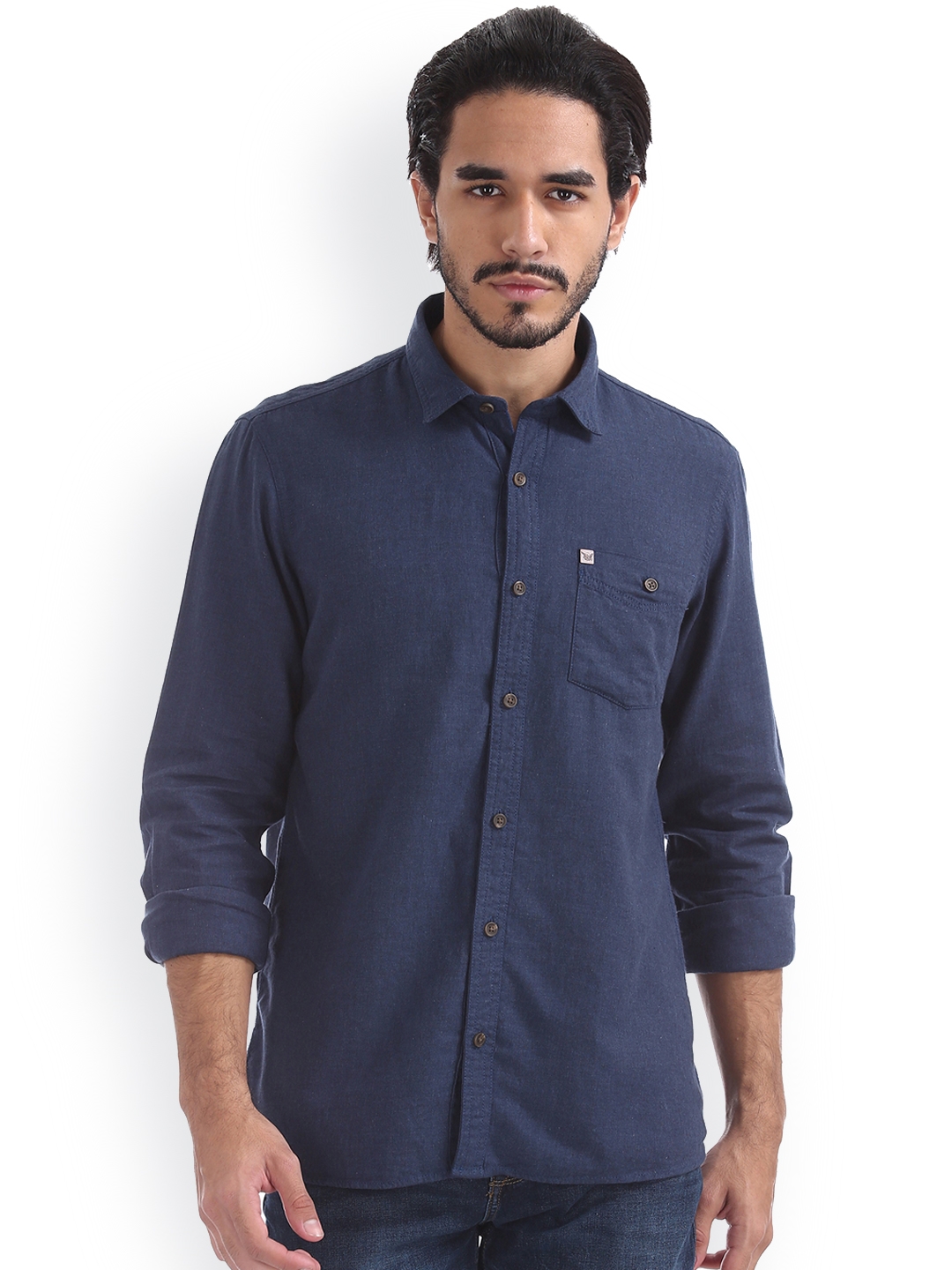 Arrow Blue Jean Co. Men Blue Slim Fit Solid Casual Shirt