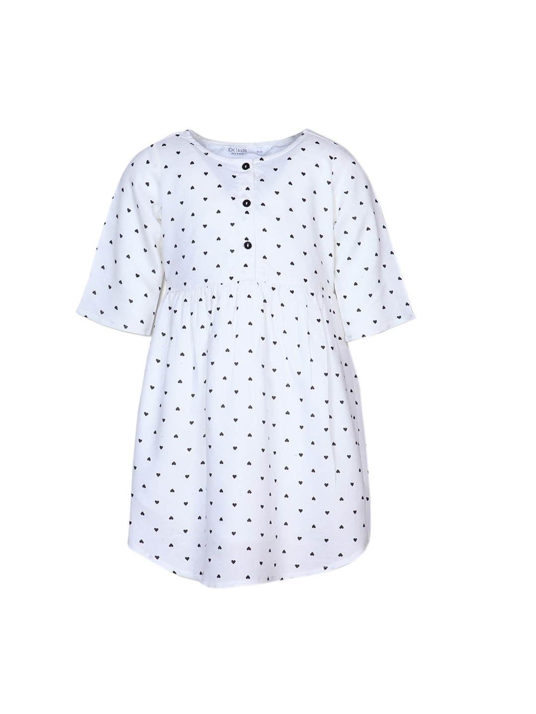 IDK Girls White Printed Empire Dress