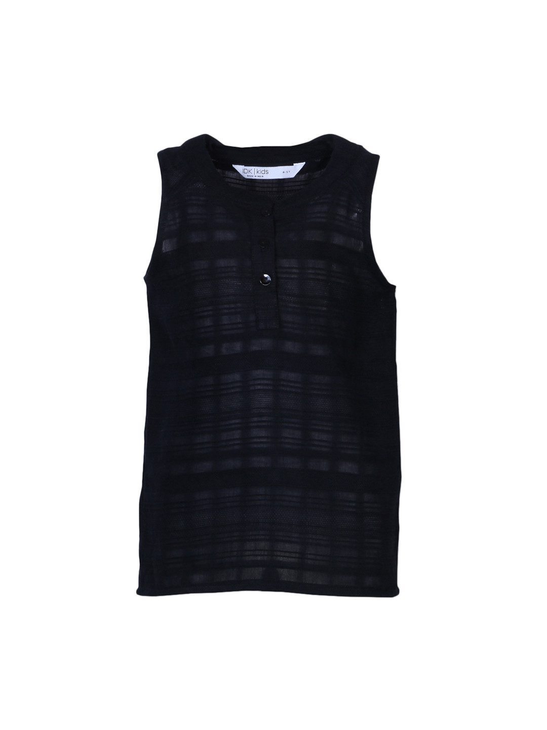 IDK Girls Black Self Design Top