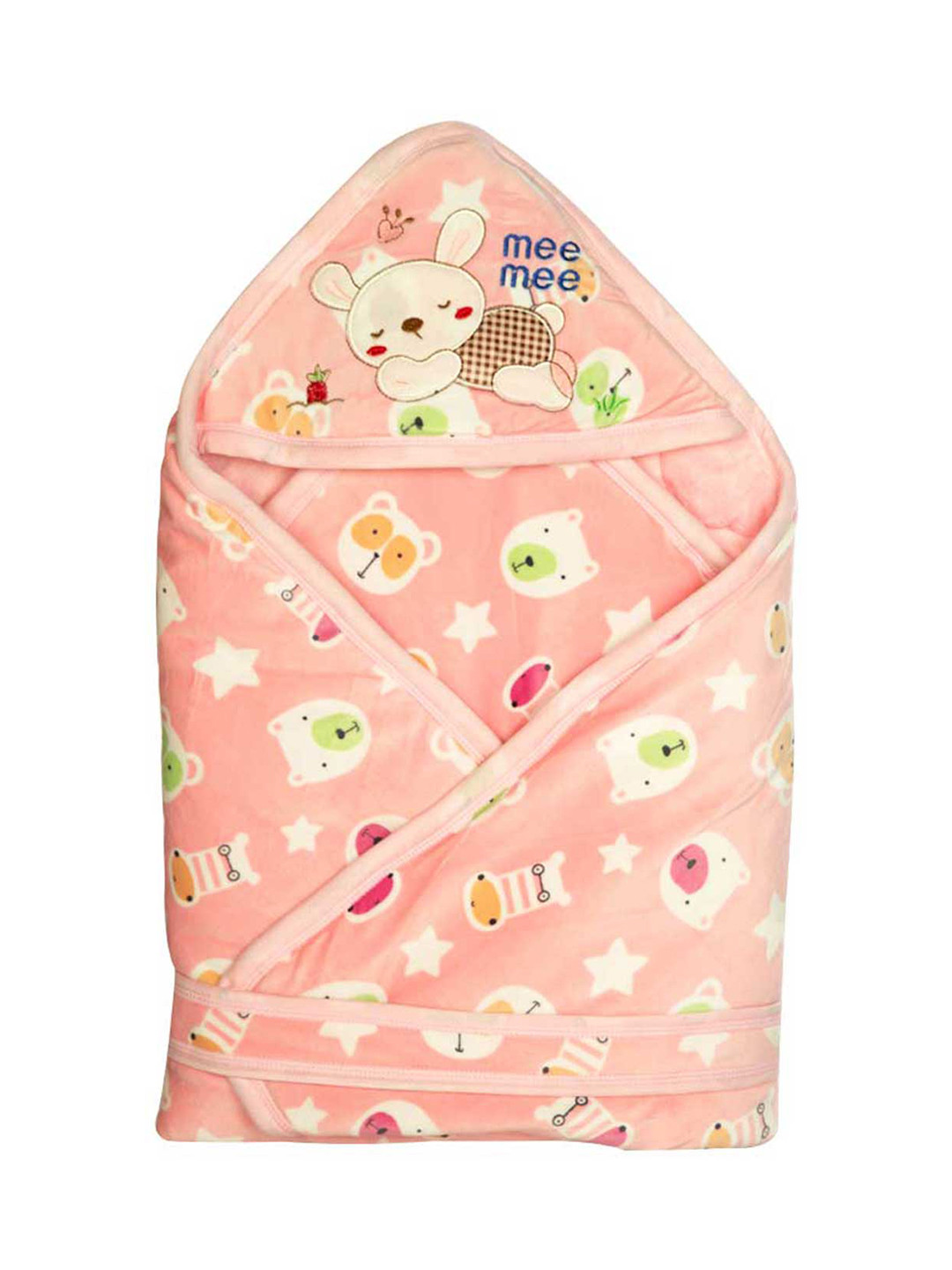 MeeMee Kids Pink Printed Wrapper with Hood